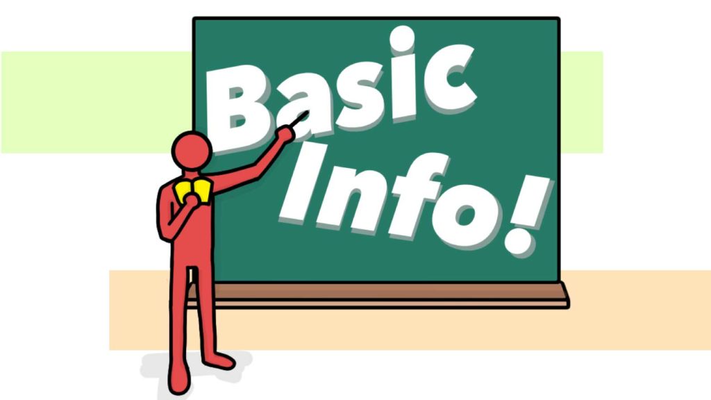 基本情報のサムネイル画像。黒板を指す人のイラストと、黒板にBasic Informationの文字。